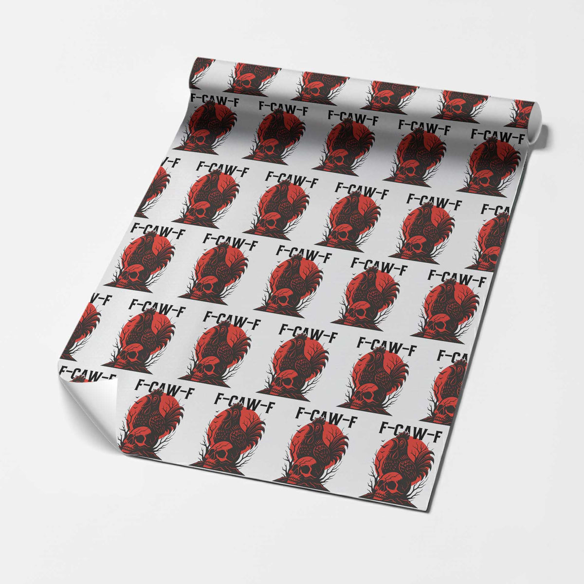 F Caw F Gothic Chicken Horror Wrapping Paper Roll Creepy Skull Rooster Halloween Dark Humor - Wonder Print Shop