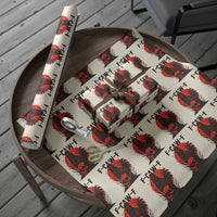 F Caw F Gothic Chicken Horror Wrapping Paper Roll Creepy Skull Rooster Halloween Dark Humor - Wonder Print Shop
