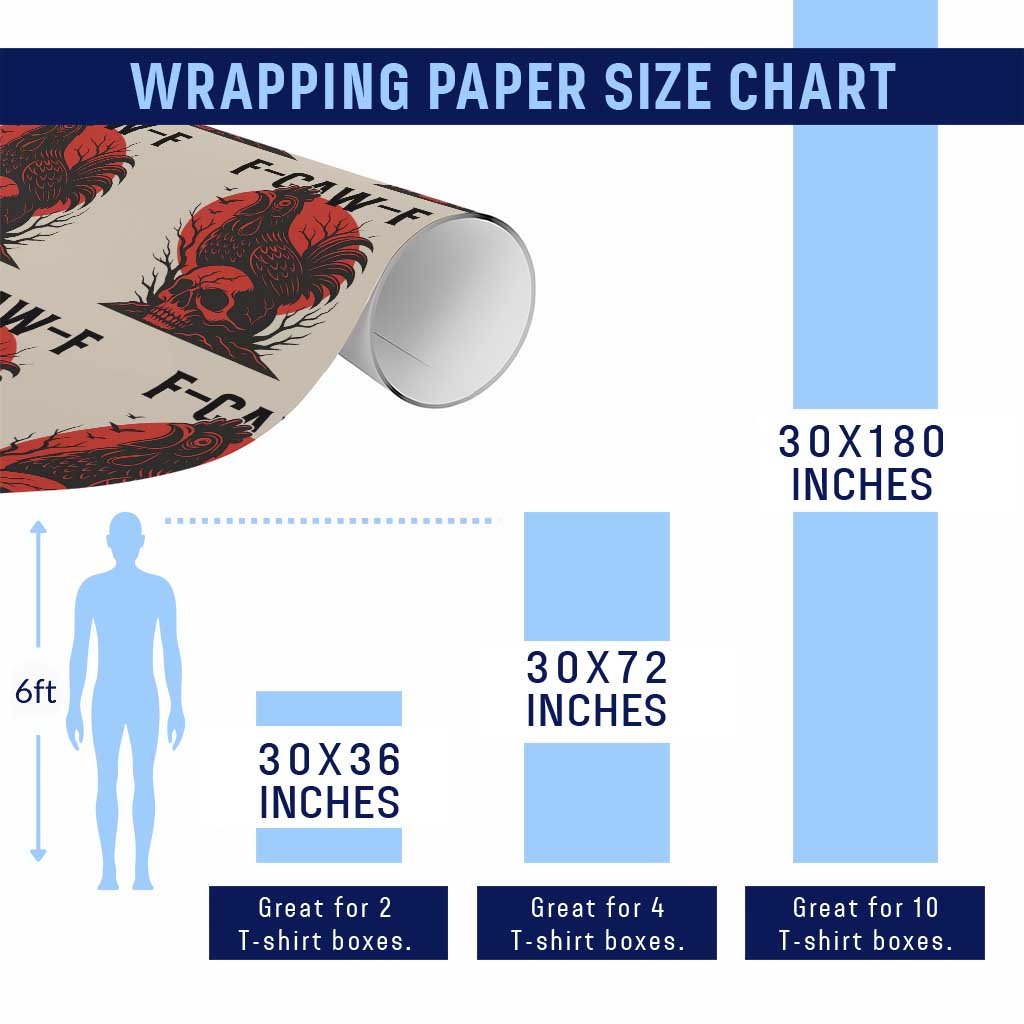 F Caw F Gothic Chicken Horror Wrapping Paper Roll Creepy Skull Rooster Halloween Dark Humor - Wonder Print Shop