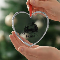 F Caw F Gothic Raven and Witch Heart Crystal Glass Ornament Funny Halloween Spooky October Vibes - Wonder Print Shop