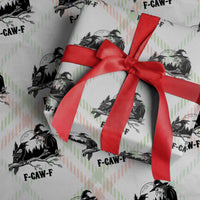 F Caw F Gothic Raven and Witch Wrapping Paper Roll Funny Halloween Spooky October Vibes - Wonder Print Shop