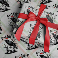 F Caw F Gothic Xmas Raven Wrapping Paper Roll With Skull Funny Dark Holiday Humor Spooky Season - Wonder Print Shop