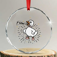 F Caw F Grumpy Goose Crystal Glass Ornament Funny Attitude Meme Gift TS12