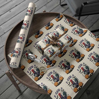 F Caw F Halloween Chicken Skeleton Wrapping Paper Roll Spooky Funny Rooster Meme TS02