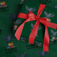 F Caw F I Am Knitting Wrapping Paper Roll Funny Raven Gift For Knitter - Wonder Print Shop