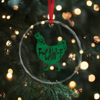 F Caw F Lucky Chicken Crystal Glass Ornament Funny St Patricks Day