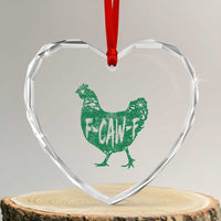 F Caw F Lucky Chicken Heart Crystal Glass Ornament Funny St Patricks Day