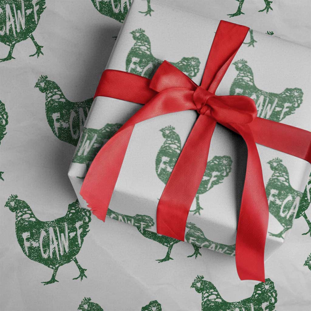 F Caw F Lucky Chicken Wrapping Paper Roll Funny St Patricks Day