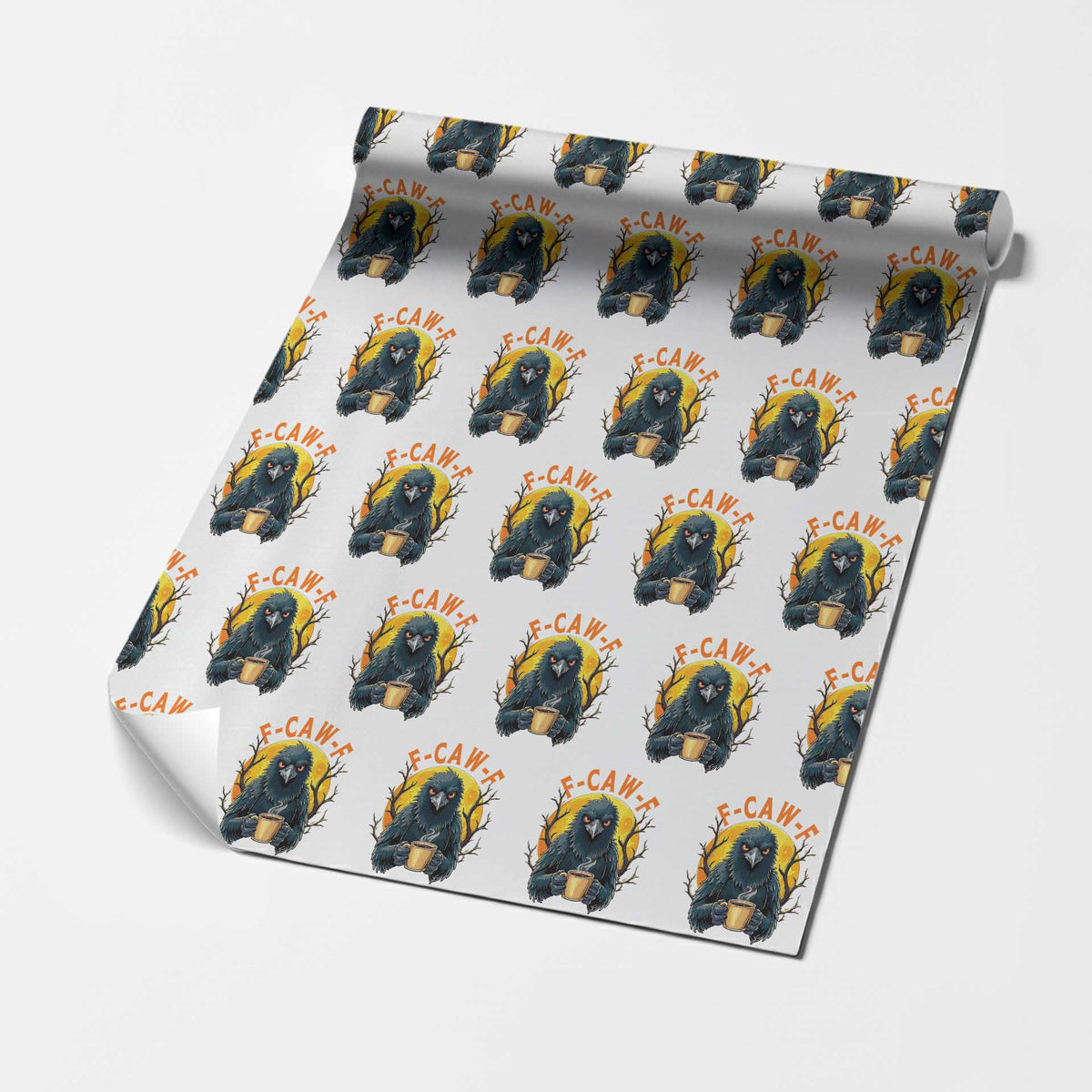 F Caw F Raven Coffee Wrapping Paper Roll Funny Halloween Sarcastic Gothic Bird with Attitude - Wonder Print Shop