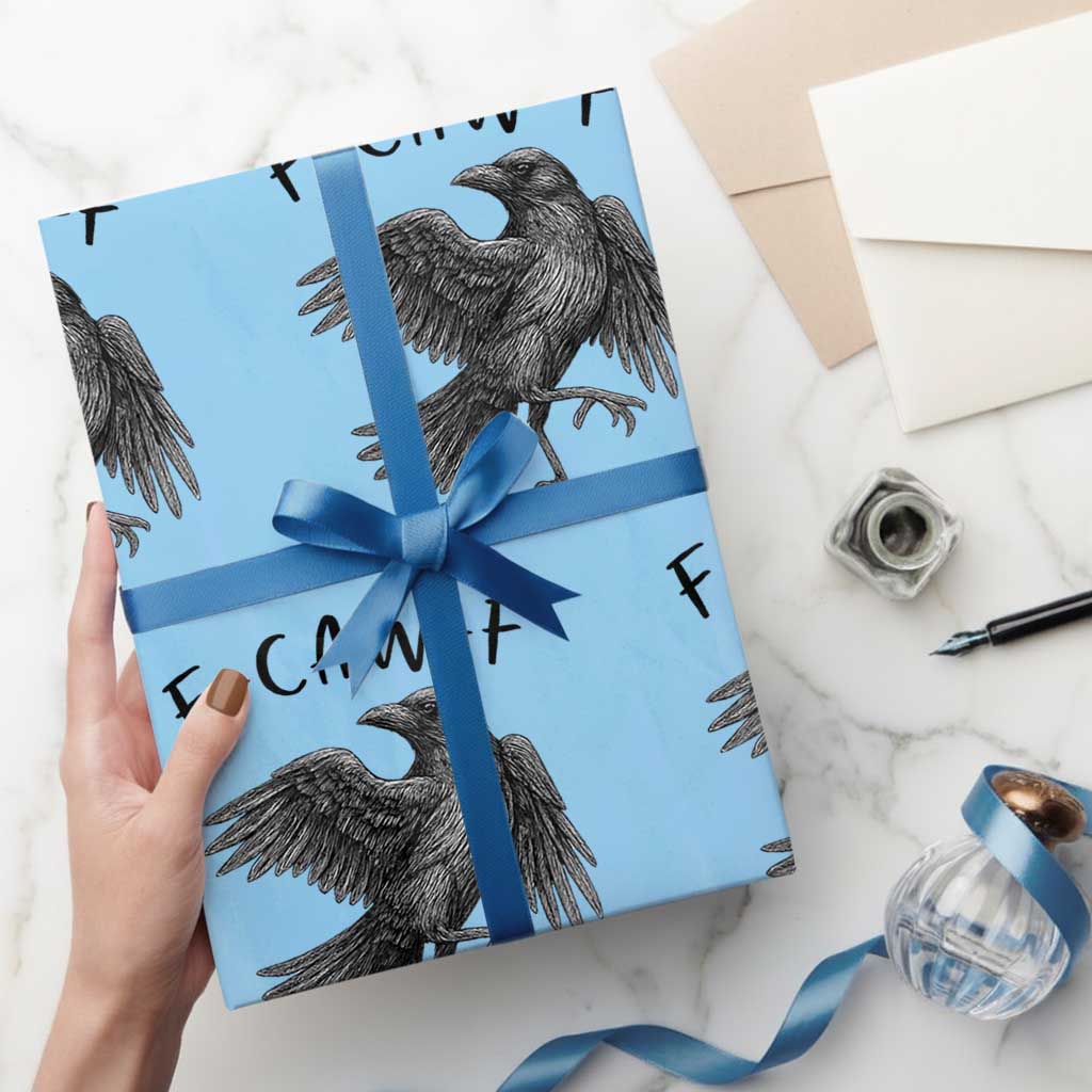 F Caw F Raven Graphic Wrapping Paper Roll Funny Sarcastic Bird with Attitude - Wonder Print Shop
