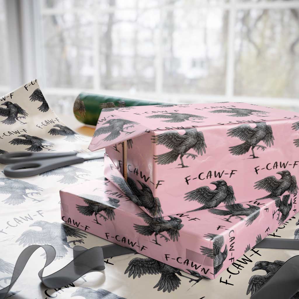 F Caw F Raven Graphic Wrapping Paper Roll Funny Sarcastic Bird with Attitude - Wonder Print Shop