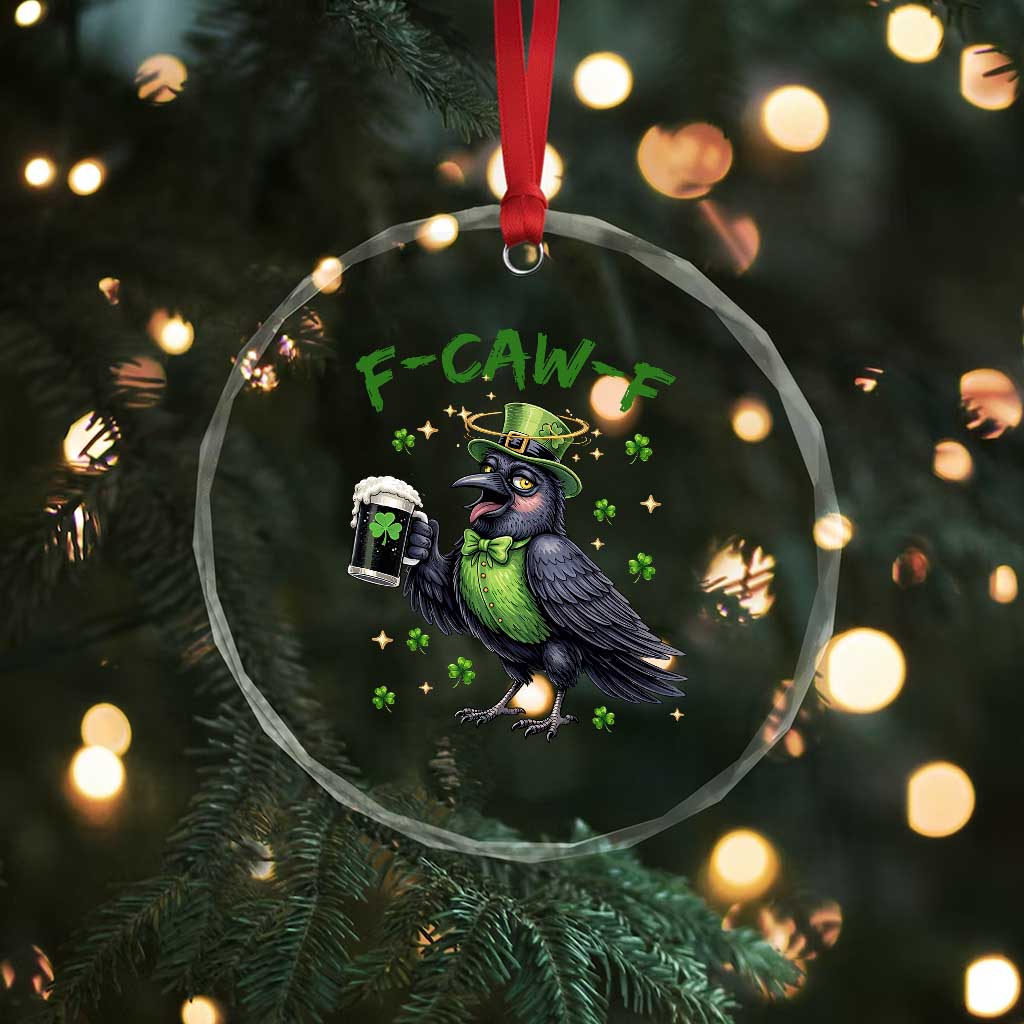 F Caw F Raven Lover Crystal Glass Ornament Funny St Patricks Day Gift