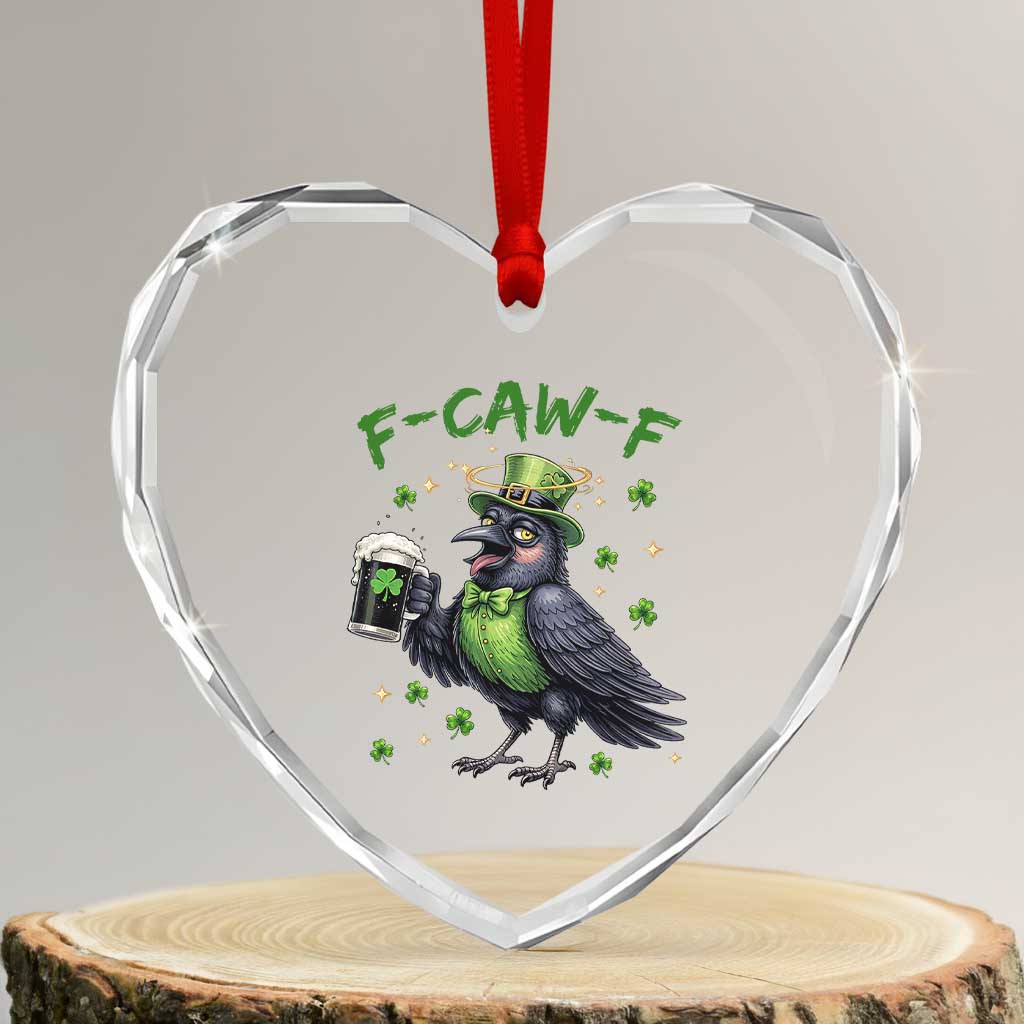 F Caw F Raven Lover Heart Crystal Glass Ornament Funny St Patricks Day Gift