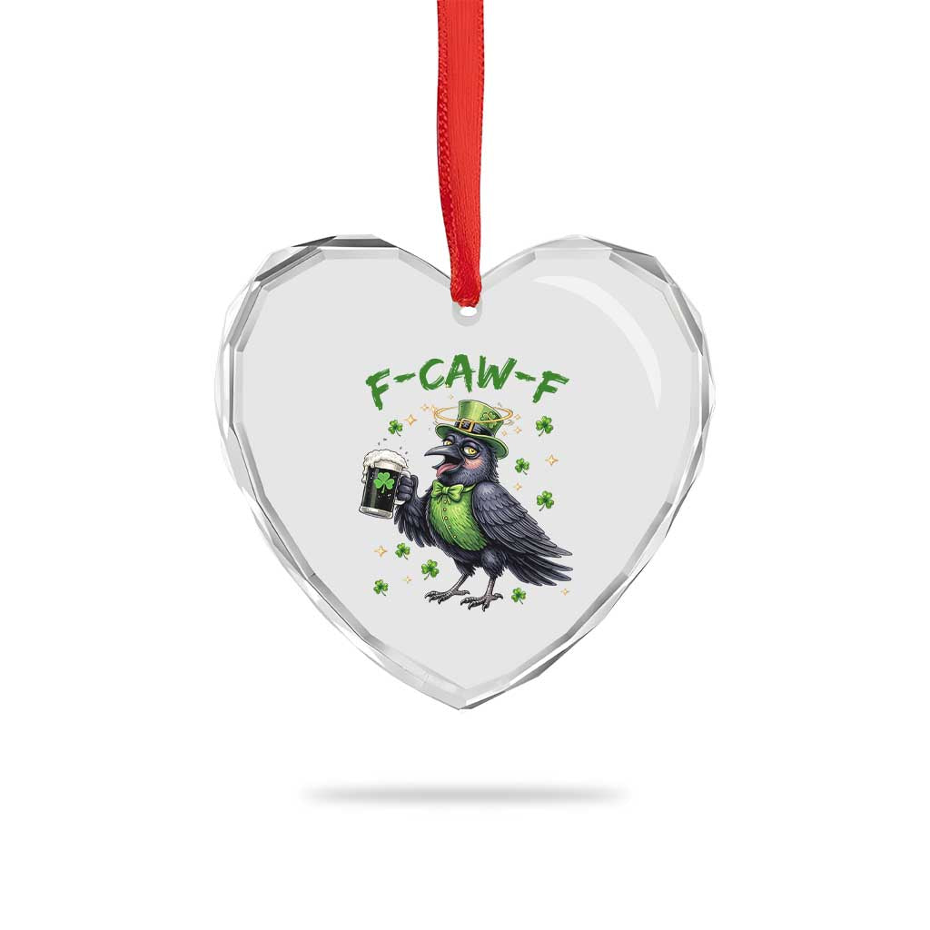 F Caw F Raven Lover Heart Crystal Glass Ornament Funny St Patricks Day Gift