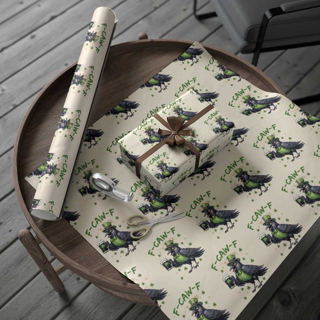 F Caw F Raven Lover Wrapping Paper Roll Funny St Patricks Day Gift