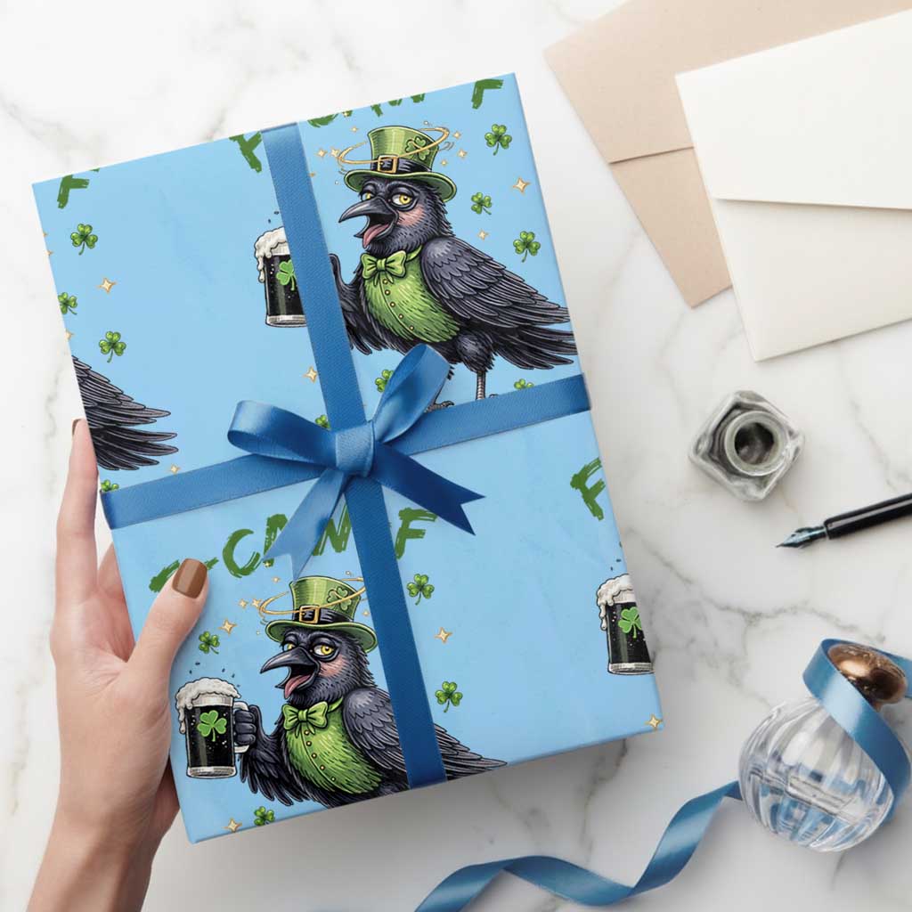 F Caw F Raven Lover Wrapping Paper Roll Funny St Patricks Day Gift