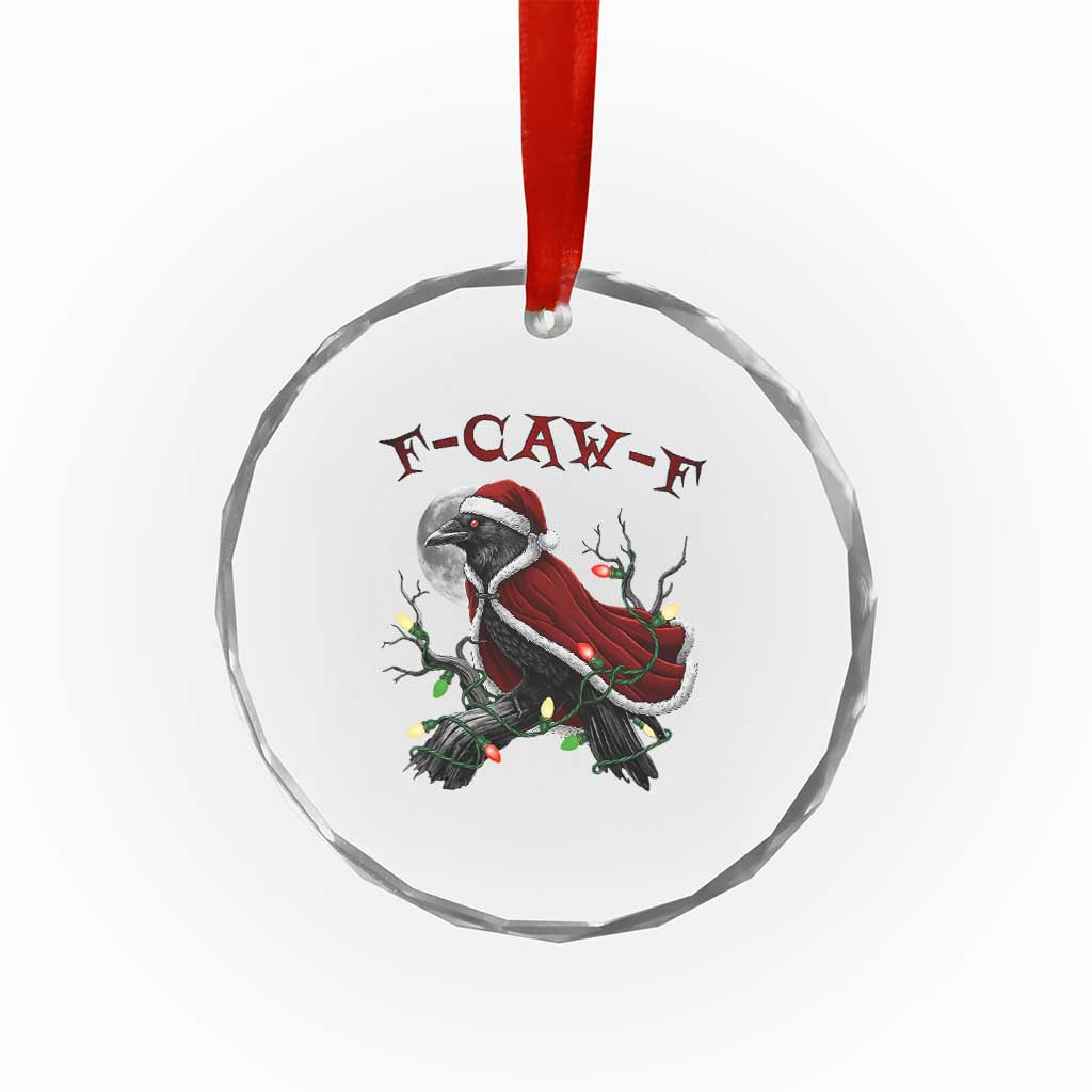 F Caw F Raven Sarcastic Joke Crystal Glass Ornament Holiday Gag Gift TS12