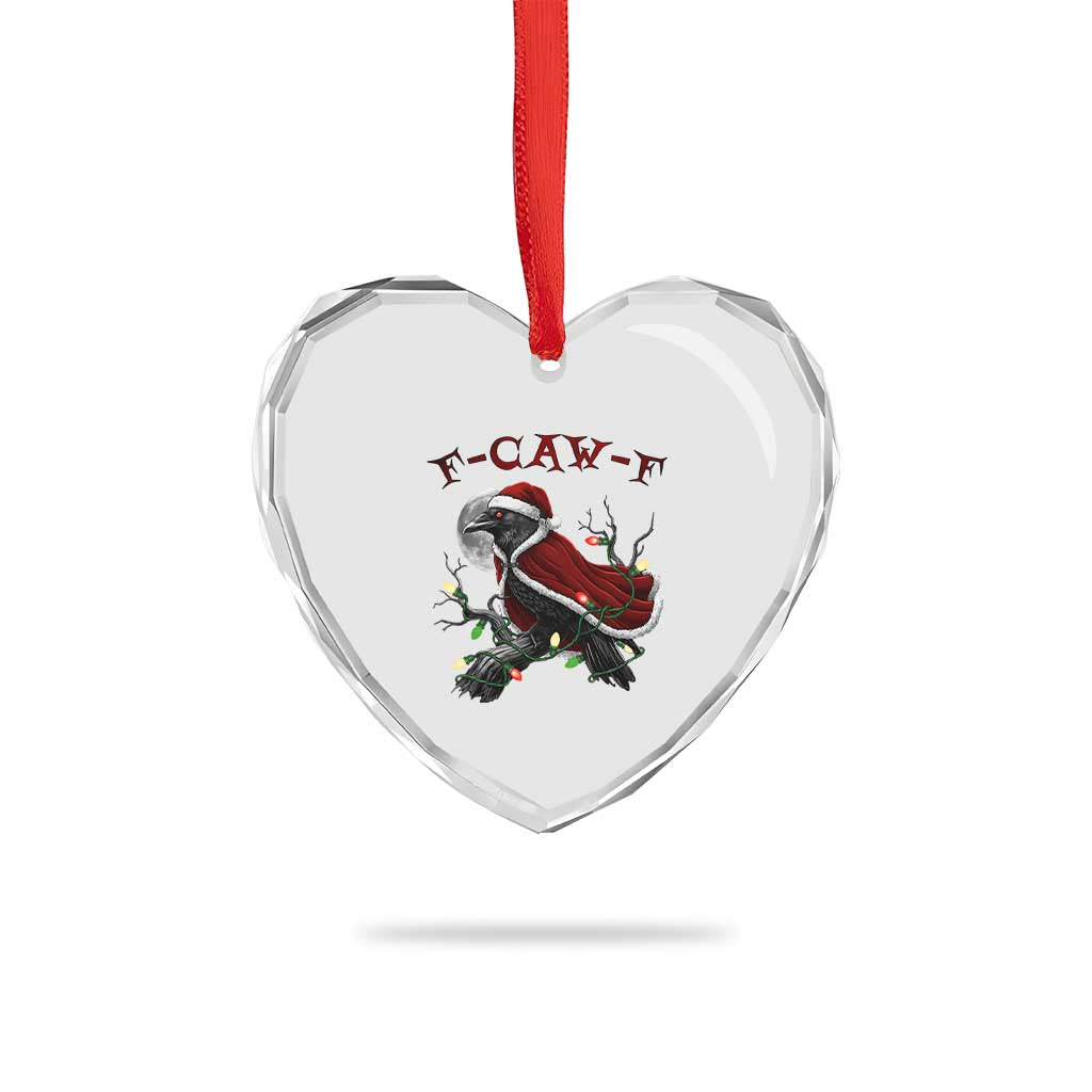 F Caw F Raven Sarcastic Joke Heart Crystal Glass Ornament Holiday Gag Gift - Wonder Print Shop