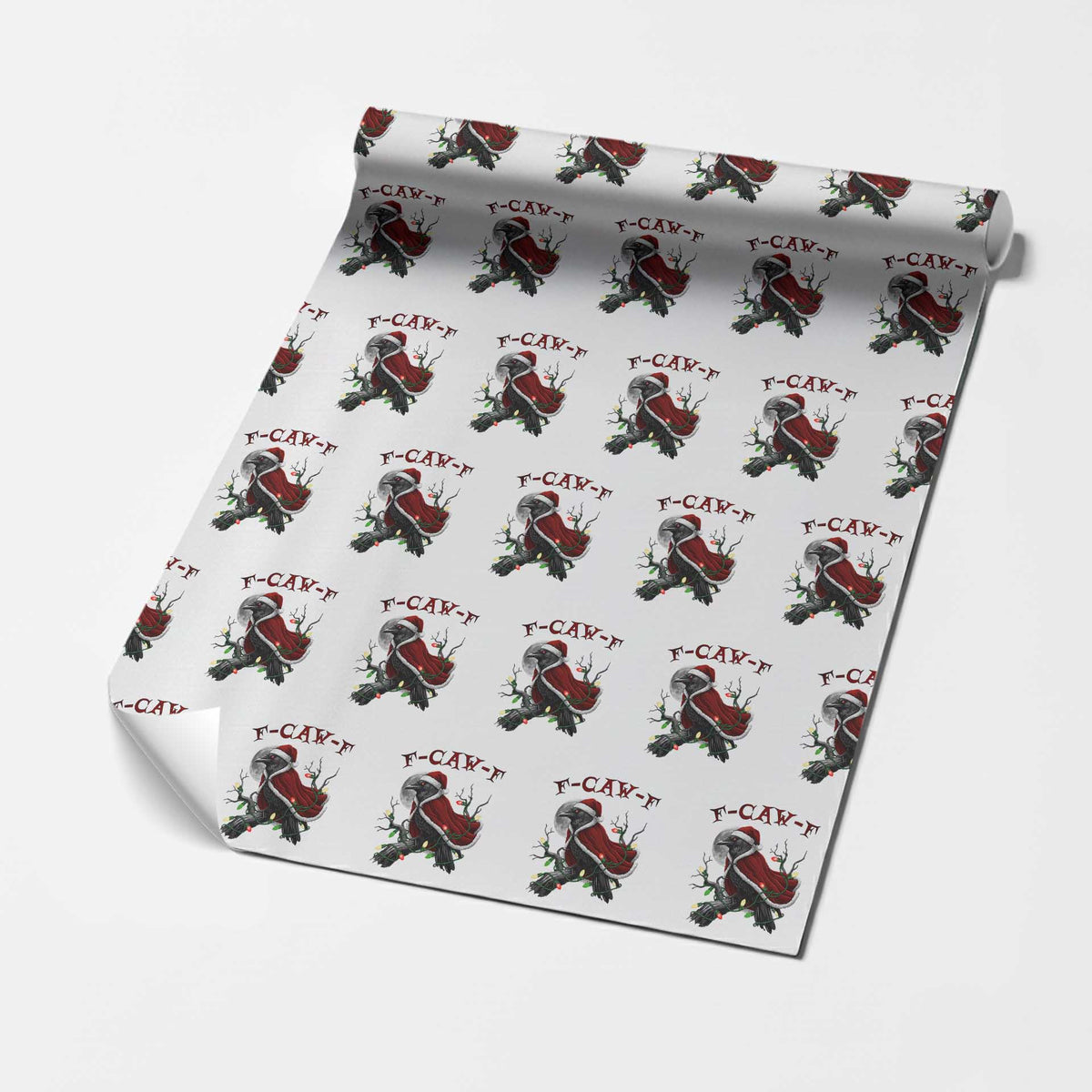 F Caw F Raven Sarcastic Joke Wrapping Paper Roll Holiday Gag Gift - Wonder Print Shop