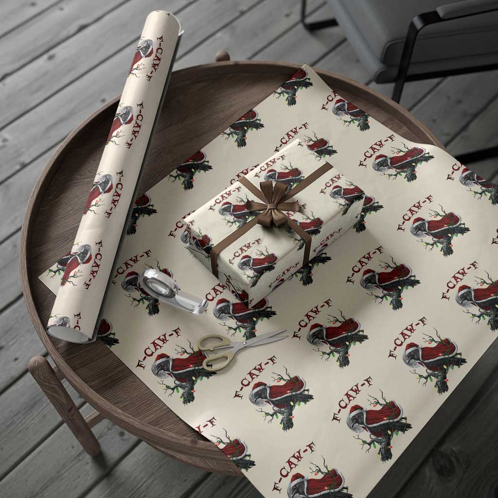 F Caw F Raven Sarcastic Joke Wrapping Paper Roll Holiday Gag Gift - Wonder Print Shop