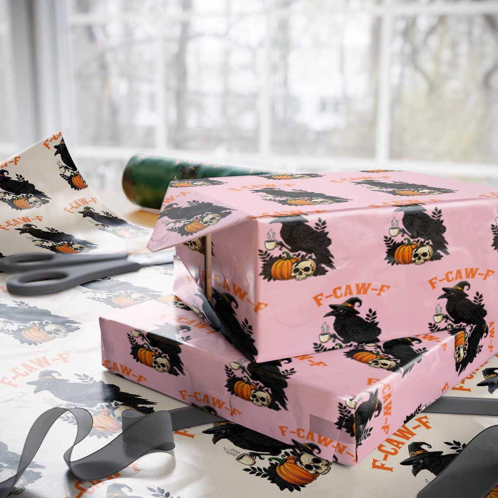 F Caw F Raven Witch Coffee Wrapping Paper Roll Funny Halloween Sarcastic Gothic Bird with Attitude - Wonder Print Shop