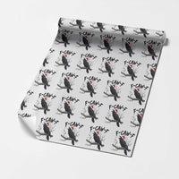 F Caw F Raven Xmas Wrapping Paper Roll Funny Dark Holiday Humor Spooky Season - Wonder Print Shop