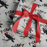 F Caw F Raven Xmas Wrapping Paper Roll Funny Dark Holiday Humor Spooky Season - Wonder Print Shop