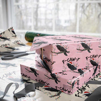 F Caw F Raven Xmas Wrapping Paper Roll Funny Dark Holiday Humor Spooky Season - Wonder Print Shop