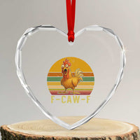 F Caw F Retro Chicken Meme Heart Crystal Glass Ornament Vintage Sunset Poultry Graphic Loud Bird Energy - Wonder Print Shop