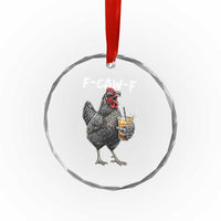 F-CAW-F Sarcastic Chicken Drinking Coffee Crystal Glass Ornament Funny Morning Mood Grumpy Hen Iced Coffee Lover