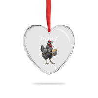 F-CAW-F Sarcastic Chicken Drinking Coffee Heart Crystal Glass Ornament Funny Morning Mood Grumpy Hen Iced Coffee Lover