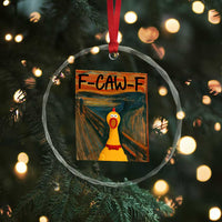 F Caw F Screaming Chicken Crystal Glass Ornament Funny Fawk Off Meme - Wonder Print Shop