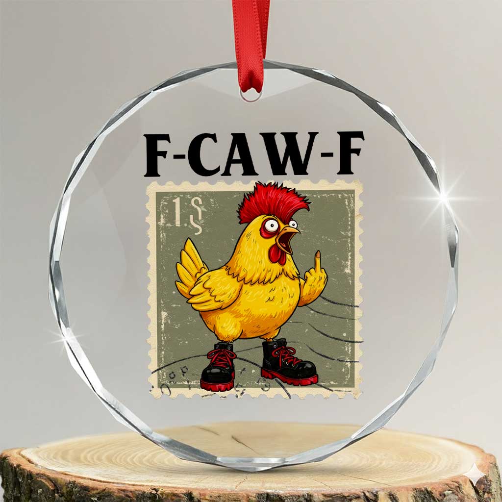 F Caw F Screaming Chicken Crystal Glass Ornament Metal Heavy Punk Rock Music - Wonder Print Shop