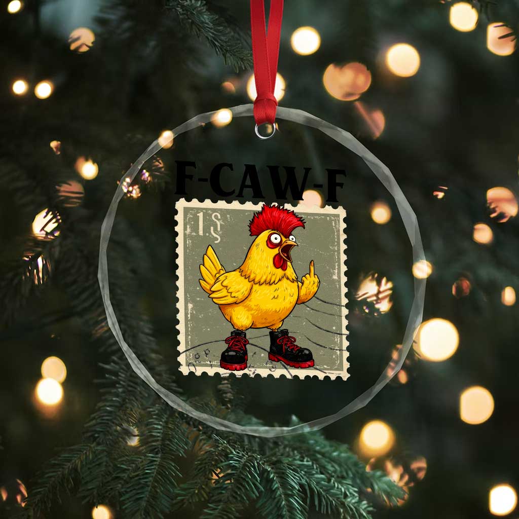 F Caw F Screaming Chicken Crystal Glass Ornament Metal Heavy Punk Rock Music - Wonder Print Shop
