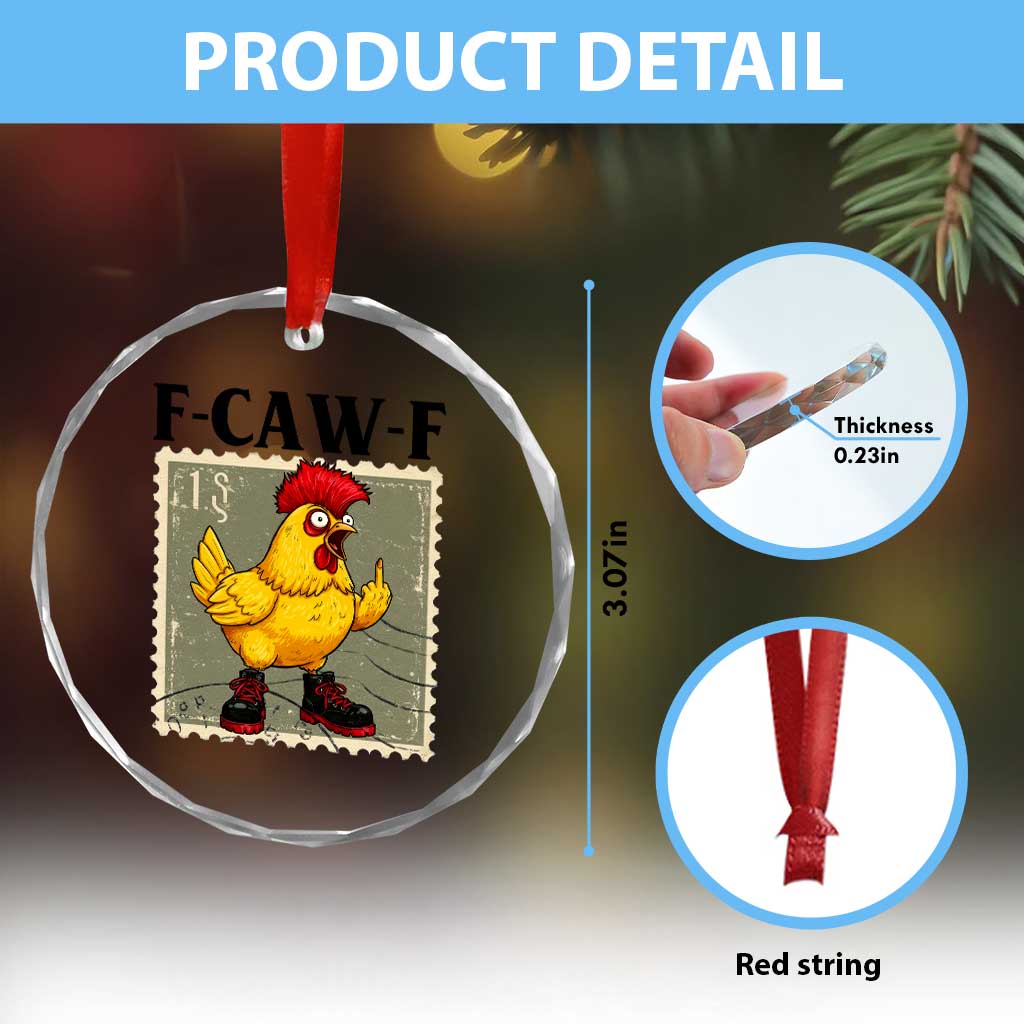 F Caw F Screaming Chicken Crystal Glass Ornament Metal Heavy Punk Rock Music - Wonder Print Shop