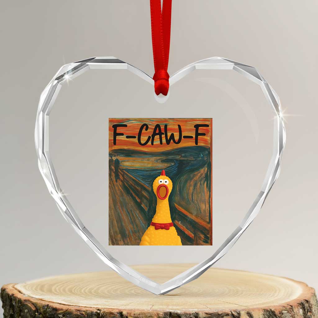F Caw F Screaming Chicken Heart Crystal Glass Ornament Funny Fawk Off Meme - Wonder Print Shop