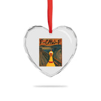 F Caw F Screaming Chicken Heart Crystal Glass Ornament Funny Fawk Off Meme - Wonder Print Shop
