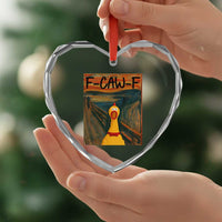 F Caw F Screaming Chicken Heart Crystal Glass Ornament Funny Fawk Off Meme - Wonder Print Shop