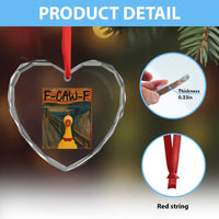 F Caw F Screaming Chicken Heart Crystal Glass Ornament Funny Fawk Off Meme - Wonder Print Shop