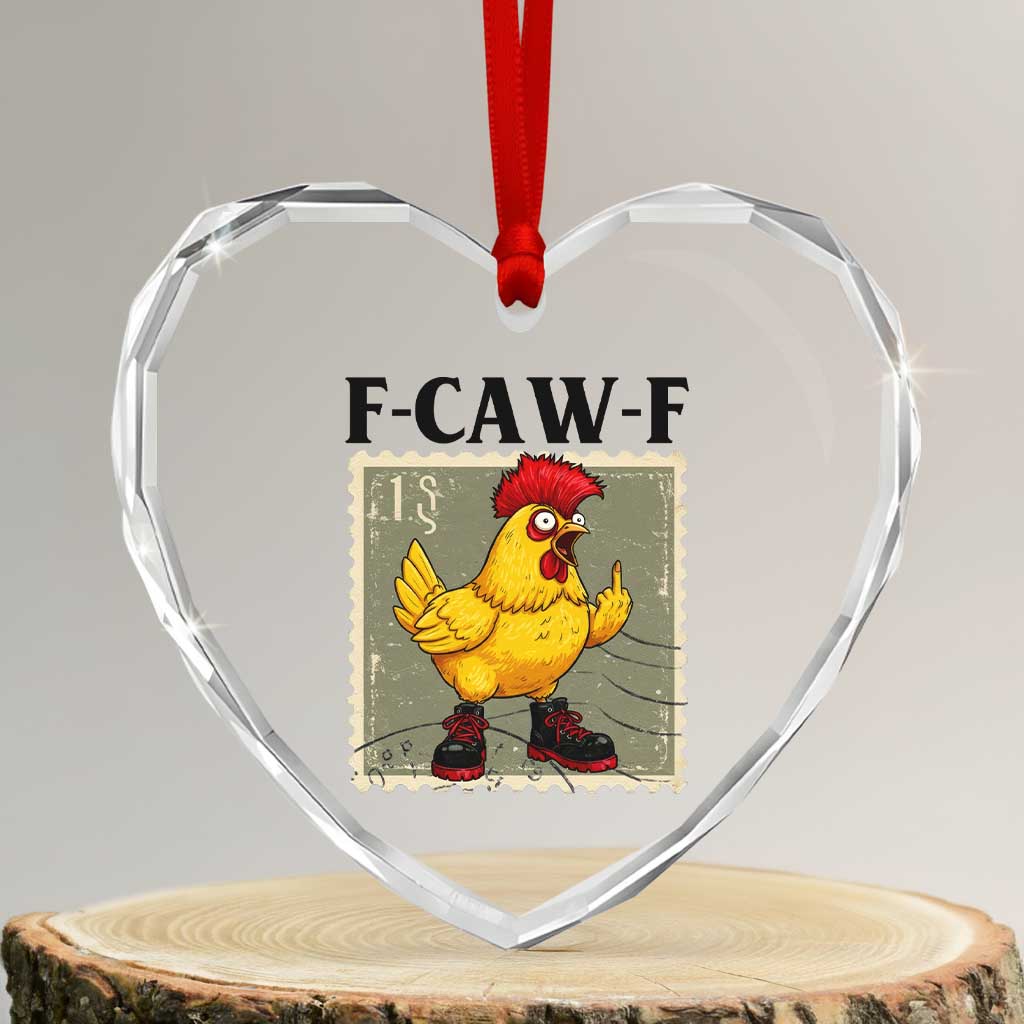 F Caw F Screaming Chicken Heart Crystal Glass Ornament Metal Heavy Punk Rock Music - Wonder Print Shop
