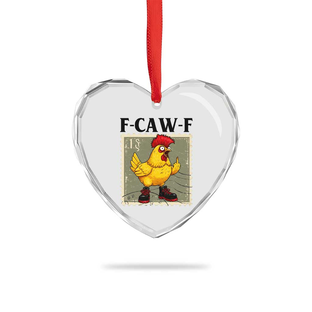 F Caw F Screaming Chicken Heart Crystal Glass Ornament Metal Heavy Punk Rock Music - Wonder Print Shop