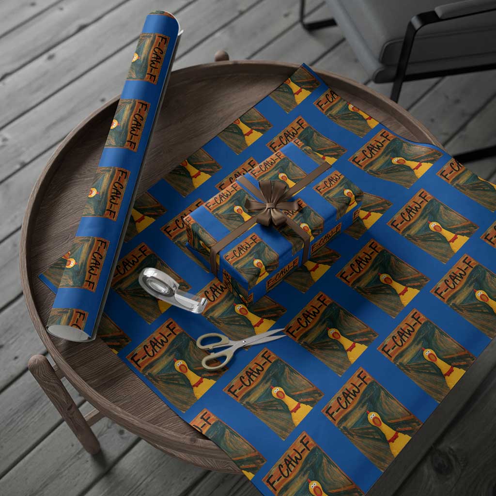 F Caw F Screaming Chicken Wrapping Paper Roll Funny Fawk Off Meme - Wonder Print Shop
