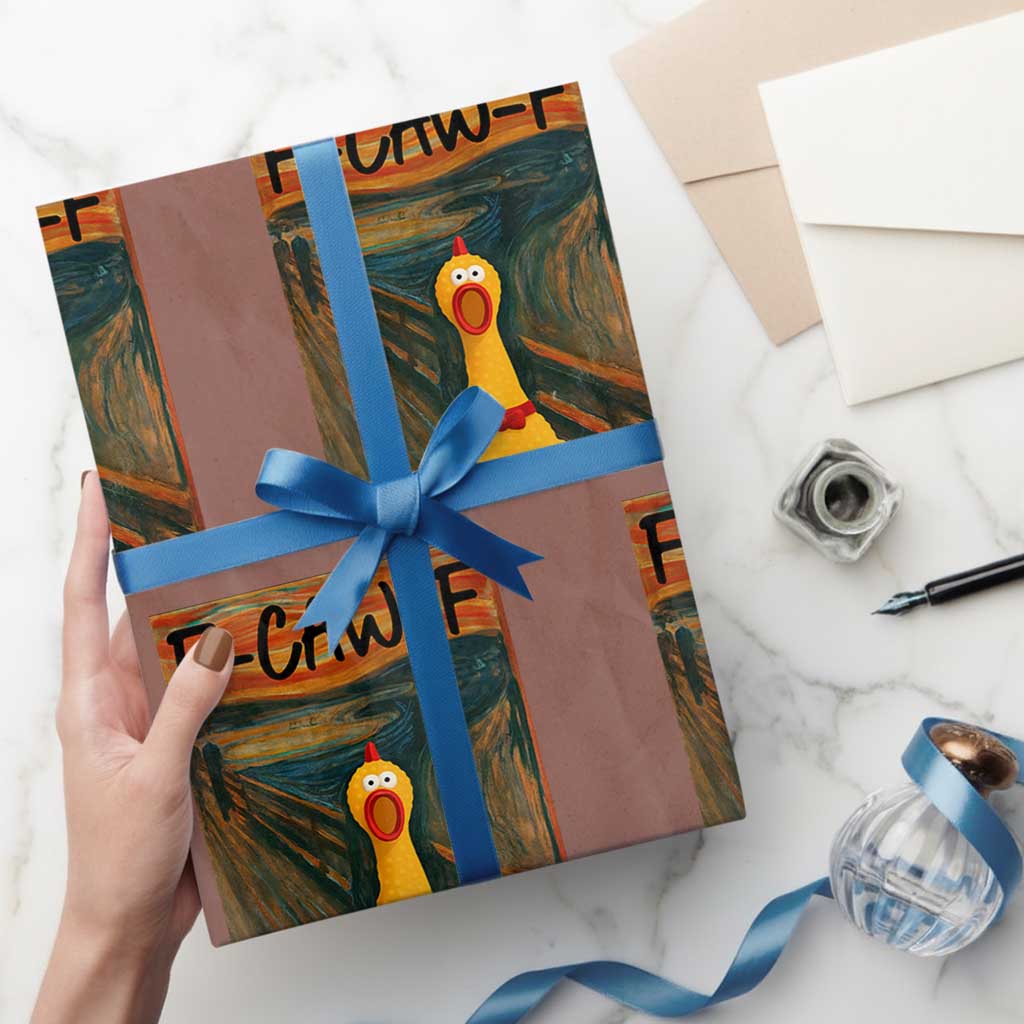 F Caw F Screaming Chicken Wrapping Paper Roll Funny Fawk Off Meme - Wonder Print Shop