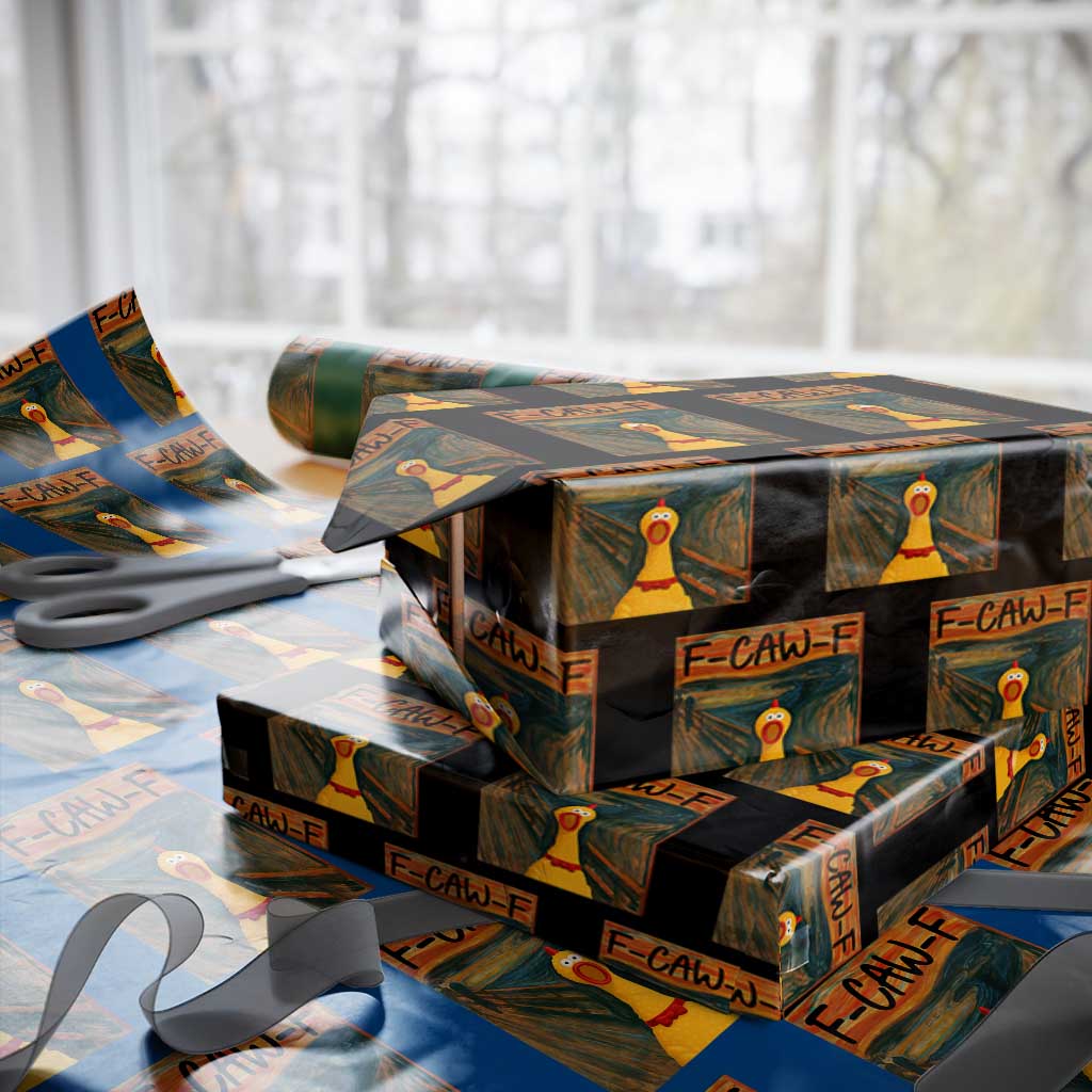 F Caw F Screaming Chicken Wrapping Paper Roll Funny Fawk Off Meme - Wonder Print Shop