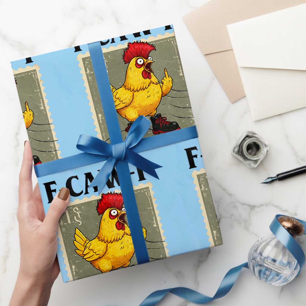 F Caw F Screaming Chicken Wrapping Paper Roll Metal Heavy Punk Rock Music - Wonder Print Shop
