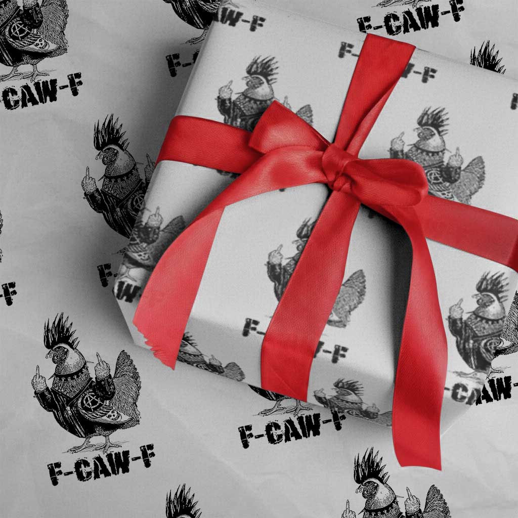 F Caw F Screaming Chicken Wrapping Paper Roll Metal Heavy Punk Rock Music Lovers - Wonder Print Shop