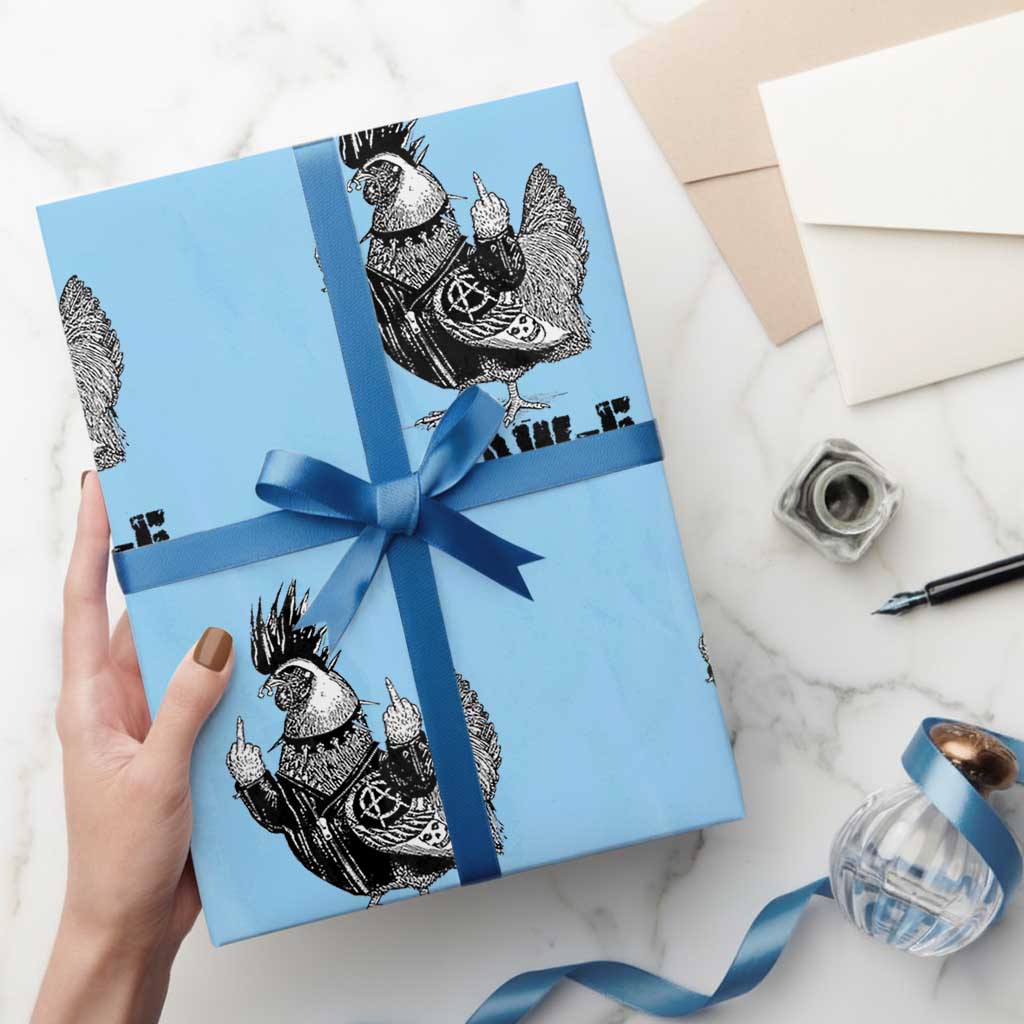 F Caw F Screaming Chicken Wrapping Paper Roll Metal Heavy Punk Rock Music Lovers - Wonder Print Shop