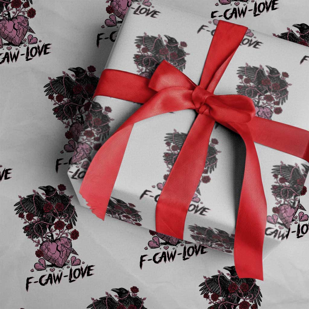 F Caw Love Wrapping Paper Roll Funny Anti Valentines Day Gothic Bird Meme