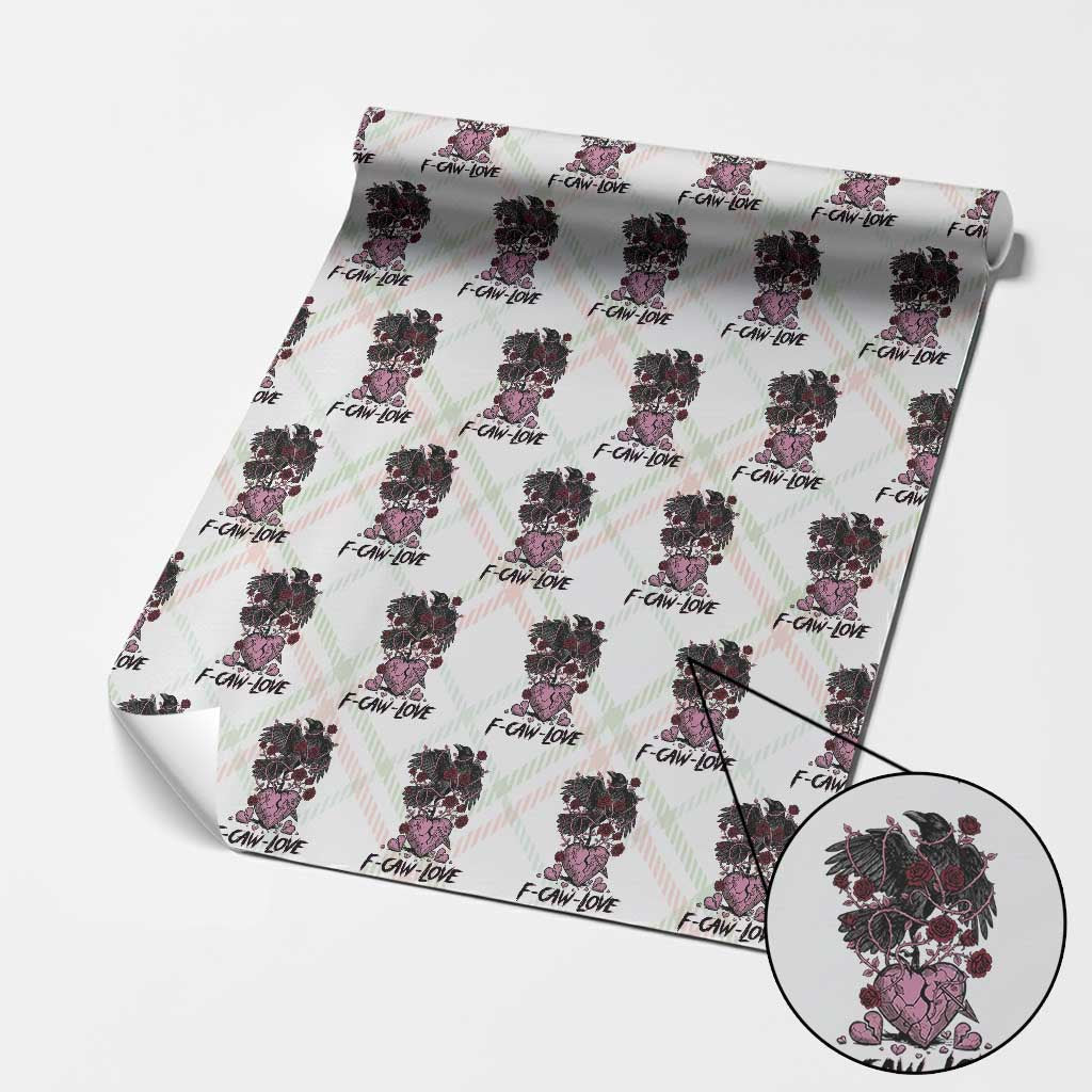 F Caw Love Wrapping Paper Roll Funny Anti Valentines Day Gothic Bird Meme