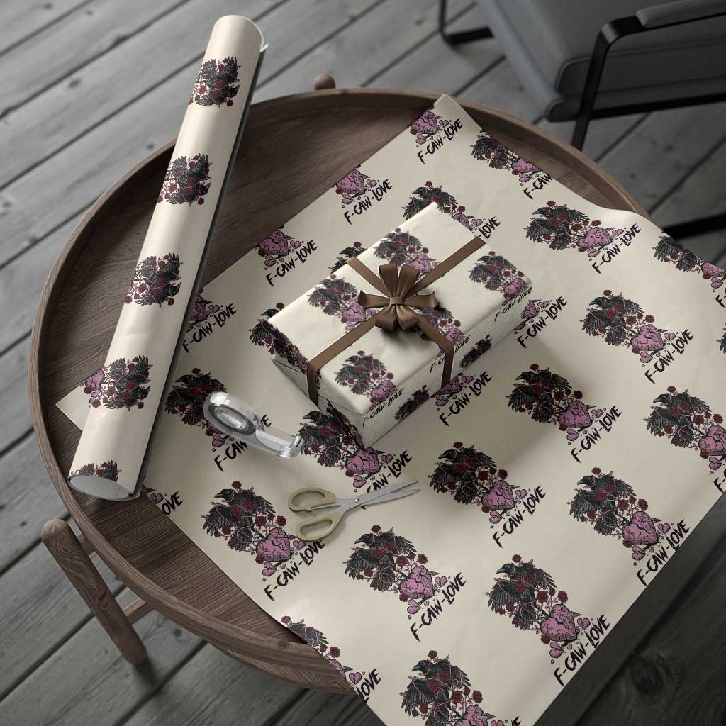 F Caw Love Wrapping Paper Roll Funny Anti Valentines Day Gothic Bird Meme